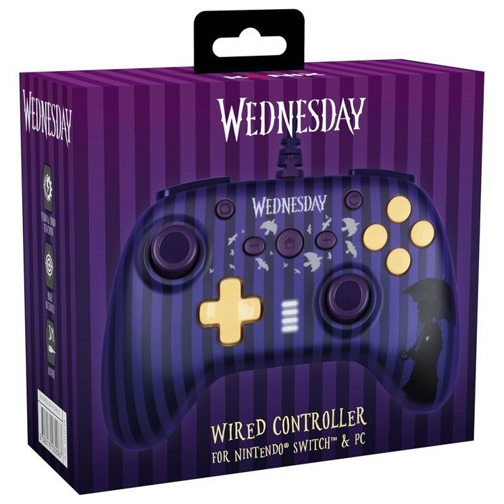 Manette de jeu - Nintendo Switch/Switch 2 et PC - Mercredi - Filaire - Violet et noir - Poignées anti-dérapantes Manette de jeu - Nintendo Switch/Switch 2 et PC - Mercredi - Filaire - Violet et noir - Poignées anti-dérapantes