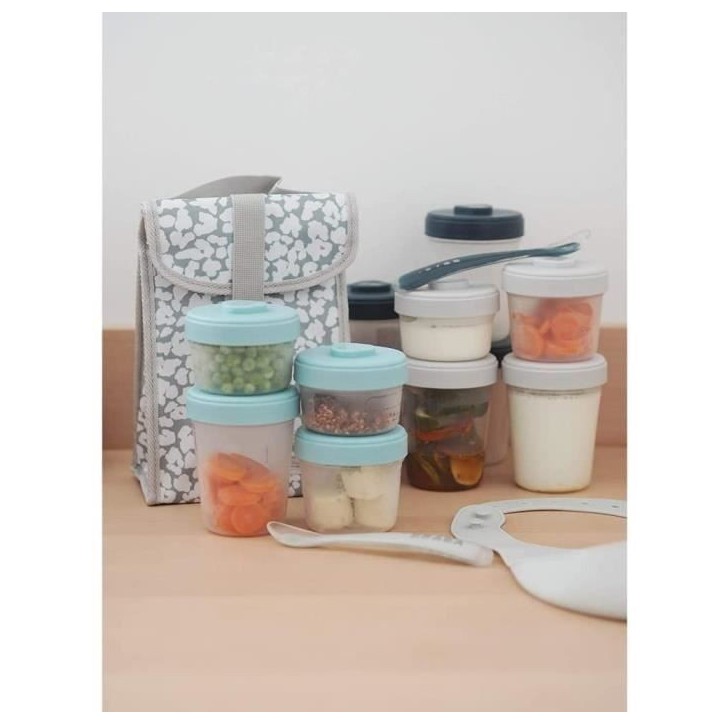 BÉABA - Lot 12 Portions Conservation et 2 Cuilleres Silicone - Pack 1er Repas - Storm BÉABA - Lot 12 Portions Conservation et 2 Cuilleres Silicone - Pack 1er Repas - Storm