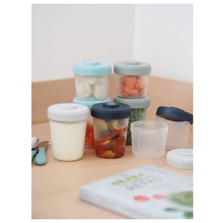 BÉABA - Lot 12 Portions Conservation et 2 Cuilleres Silicone - Pack 1er Repas - Storm BÉABA - Lot 12 Portions Conservation et 2 Cuilleres Silicone - Pack 1er Repas - Storm