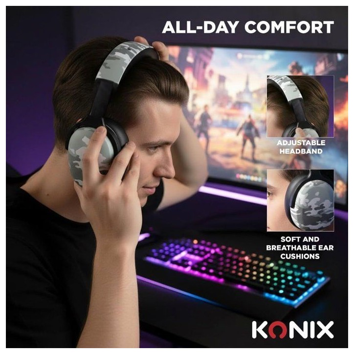 Casque gaming - Filaire - Konix - PS5, Switch 2 et Xbox Series X|S - Nexus - Haut-parleurs 40 mm - Microphone - 1,5 m Casque gaming - Filaire - Konix - PS5, Switch 2 et Xbox Series X|S - Nexus - Haut-parleurs 40 mm - Microphone - 1,5 m