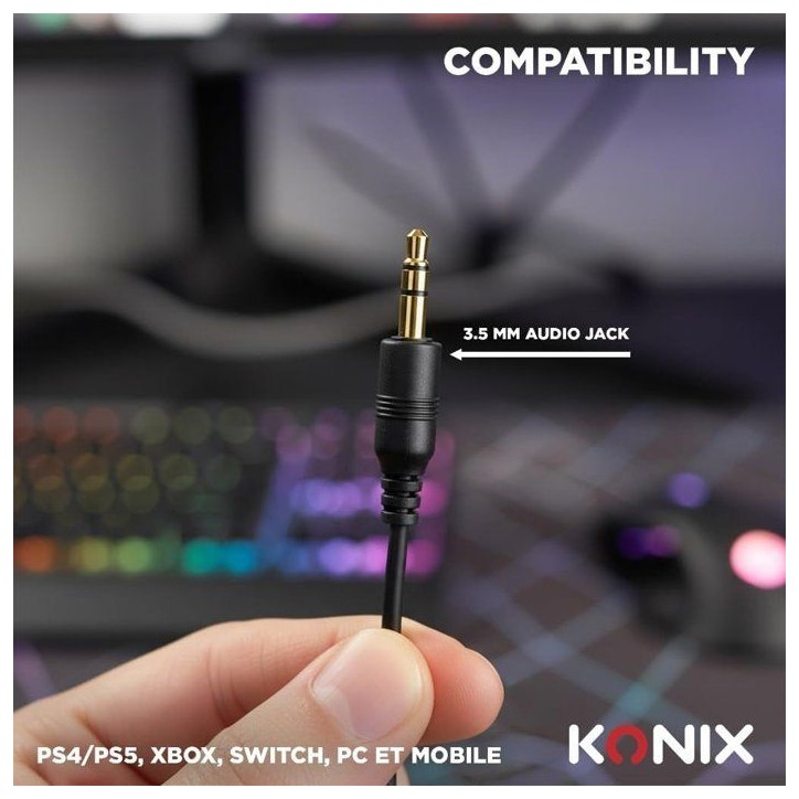 Casque gaming - Filaire - Konix - PS5, Switch 2 et Xbox Series X|S - Nexus - Haut-parleurs 40 mm - Microphone - 1,5 m Casque gaming - Filaire - Konix - PS5, Switch 2 et Xbox Series X|S - Nexus - Haut-parleurs 40 mm - Microphone - 1,5 m