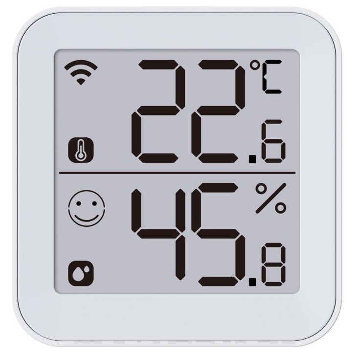 Thermometre et Hygrometre - KONYKS - Termo 2 - Intérieur - Détecteur de température + humidité - Wifi - Grand écran - Blanc
