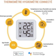 Thermometre et Hygrometre - KONYKS - Termo 2 - Intérieur - Détecteur