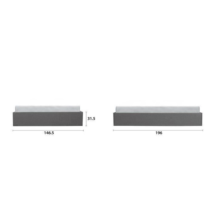 ECLIPSE Lit coffre adulte 140x190 cm - Tissu gris clair - Sommier inclus ECLIPSE Lit coffre adulte 140x190 cm - Tissu gris clair - Sommier inclus