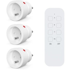 Lot 3 prises intérieur télécommandées - KYF - 2300W - Inclus télécommande