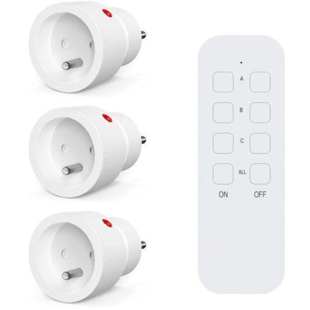 Lot 3 prises intérieur télécommandées - KYF - 2300W - Inclus télécommande