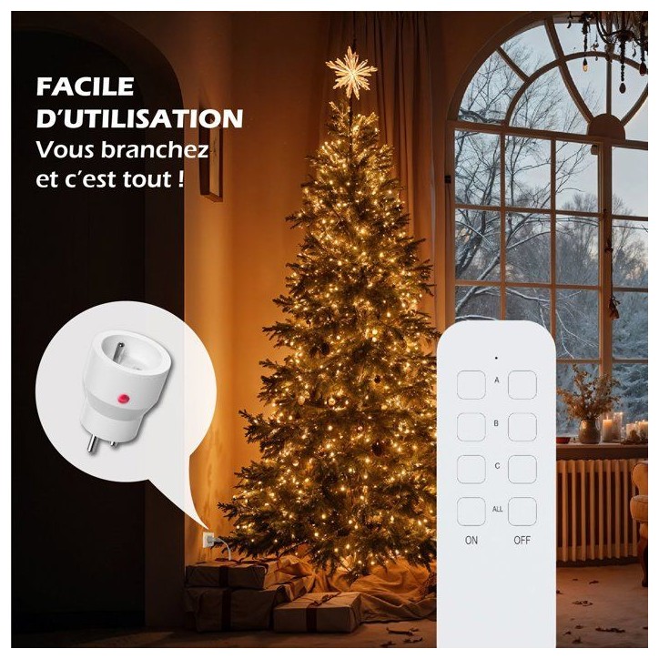 Lot 3 prises intérieur télécommandées - KYF - 2300W - Inclus télécommande