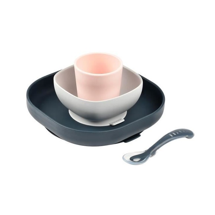 Coffret Repas Silicone - BEABA - Night Blue - Assiette, Bol, Verre, Cuillere - Bébé 4 mois Coffret Repas Silicone - BEABA - Night Blue - Assiette, Bol, Verre, Cuillere - Bébé 4 mois