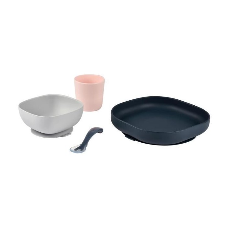 Coffret Repas Silicone - BEABA - Night Blue - Assiette, Bol, Verre, Cuillere - Bébé 4 mois Coffret Repas Silicone - BEABA - Night Blue - Assiette, Bol, Verre, Cuillere - Bébé 4 mois