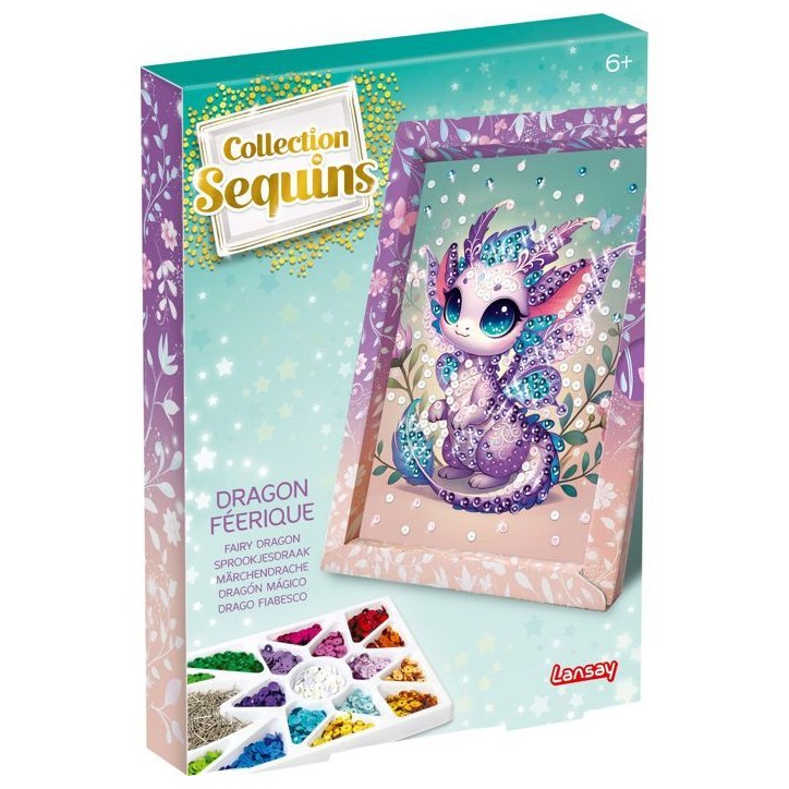 Kit loisir créatif - LANSAY - Collection sequins féérique - Dragon - Des 6 ans Kit loisir créatif - LANSAY - Collection sequins féérique - Dragon - Des 6 ans