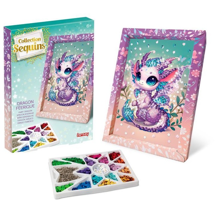 Kit loisir créatif - LANSAY - Collection sequins féérique - Dragon - Des 6 ans Kit loisir créatif - LANSAY - Collection sequins féérique - Dragon - Des 6 ans