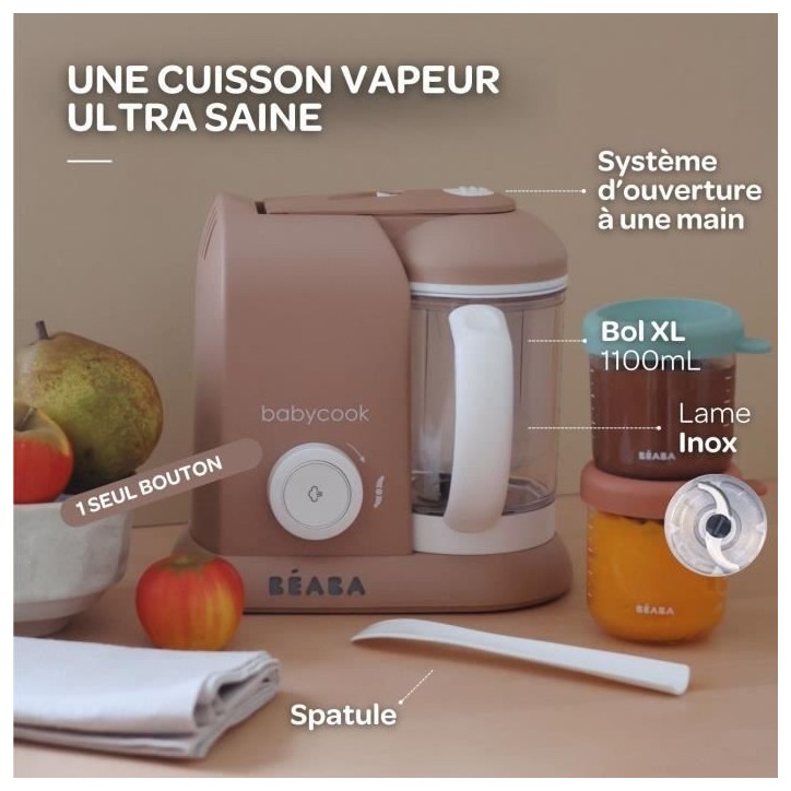 BÉABA - Babycook Solo - Robot Bébé 4 en 1 Mixeur-Cuiseur - Cuisson Vapeur - Pralin BÉABA - Babycook Solo - Robot Bébé 4 en 1 Mixeur-Cuiseur - Cuisson Vapeur - Pralin