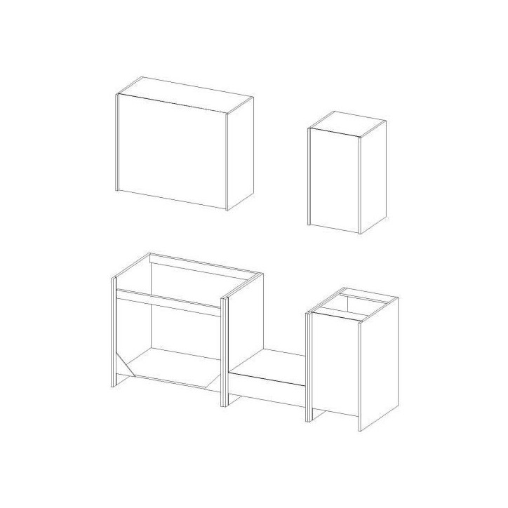 LASSEN Cuisine complete L 180 cm avec meuble four et plans de travail - 6 éléments - Gris Matera LASSEN Cuisine complete L 180 cm avec meuble four et plans de travail - 6 éléments - Gris Matera