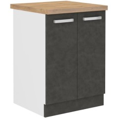 Meuble bas 2 portes battantes - Gris mat - L 60 x P 51,6 x H 85 cm - L
