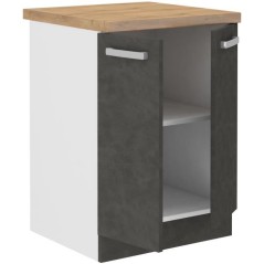 Meuble bas 2 portes battantes - Gris mat - L 60 x P 51,6 x H 85 cm - L
