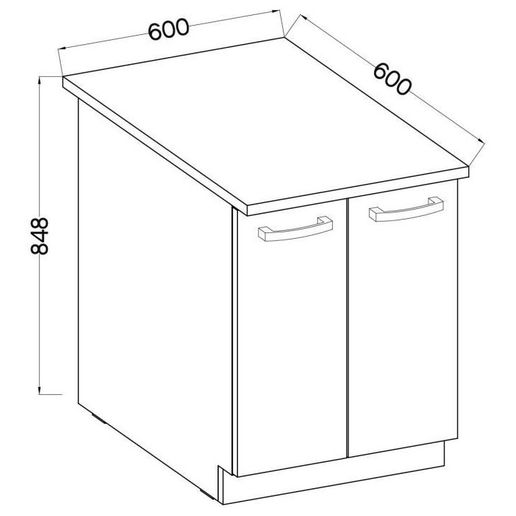 Meuble bas 2 portes battantes - Gris mat - L 60 x P 51,6 x H 85 cm - LASSEN Meuble bas 2 portes battantes - Gris mat - L 60 x P 51,6 x H 85 cm - LASSEN