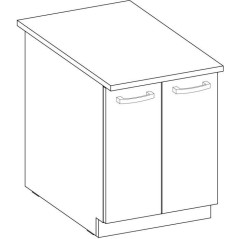 Meuble bas 2 portes battantes - Gris mat - L 60 x P 51,6 x H 85 cm - L