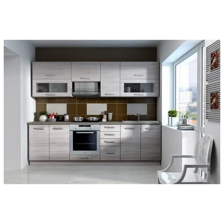 Meuble bas 4 tiroirs avec plan de travail - Décor chene sonoma - L 40 x P 51,6 x H 85 cm - LASSEN Meuble bas 4 tiroirs avec plan de travail - Décor chene sonoma - L 40 x P 51,6 x H 85 cm - LASSEN