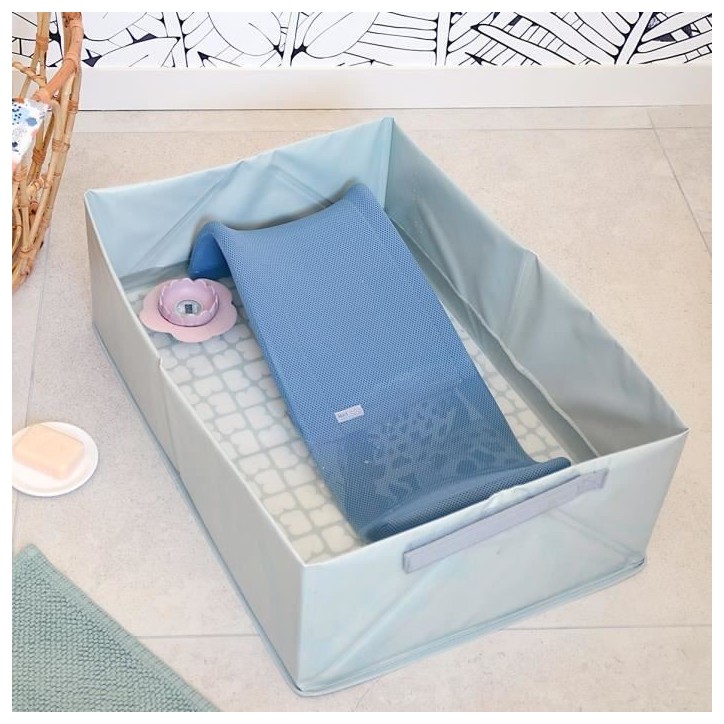 BÉABA - Baignoire Pliable bébé Des la Naissance - Ultra Compacte - Baignoire Pop Up Camele'o, Bleu