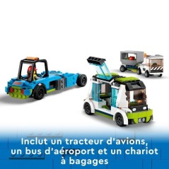 LEGO City 60367 L'Avion de Ligne, Jouet avec Bus de l'Aéroport, Remor