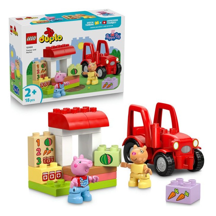 LEGO DUPLO Peppa Pig 10468 Tracteur et Marché - Jeu Éducatif des 2 ans - Cadeau pour Bébé