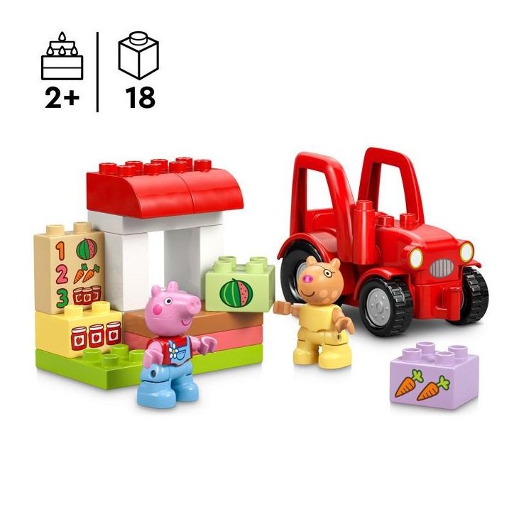 LEGO DUPLO Peppa Pig 10468 Tracteur et Marché - Jeu Éducatif des 2 ans - Cadeau pour Bébé