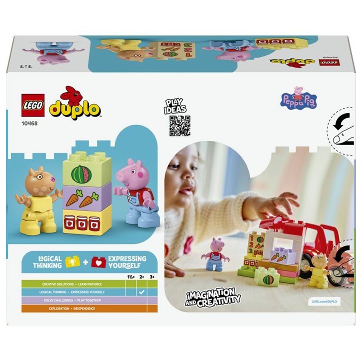 LEGO DUPLO Peppa Pig 10468 Tracteur et Marché - Jeu Éducatif des 2 ans - Cadeau pour Bébé