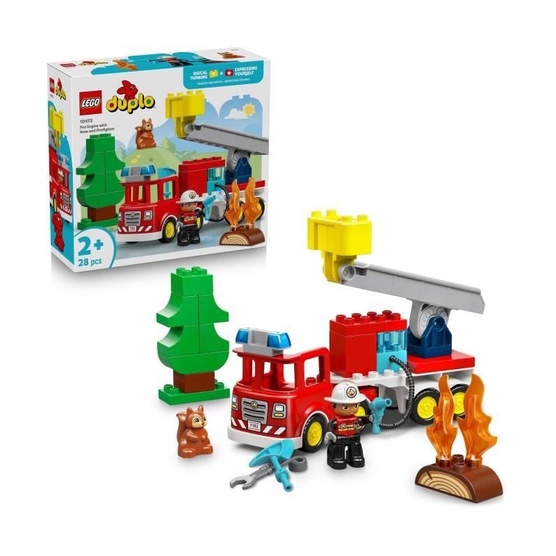LEGO DUPLO Ma Ville 10473 Le Camion de Pompiers - Jouet Éducatif Gar