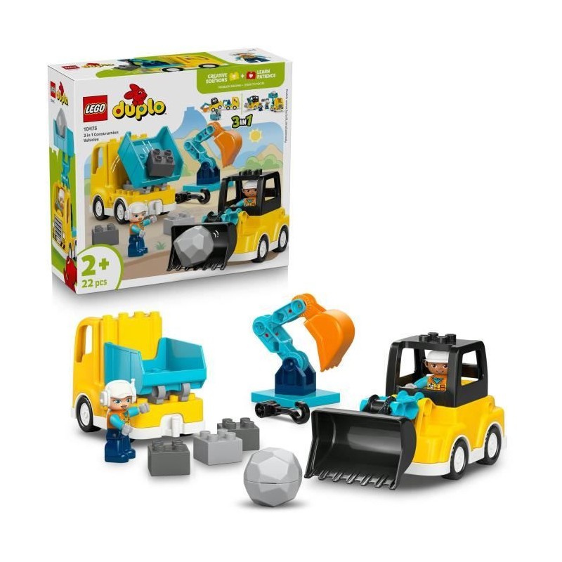 LEGO DUPLO Ma Ville 10475 Les Véhicules de Chantier 3-en-1 - Jeu Inte