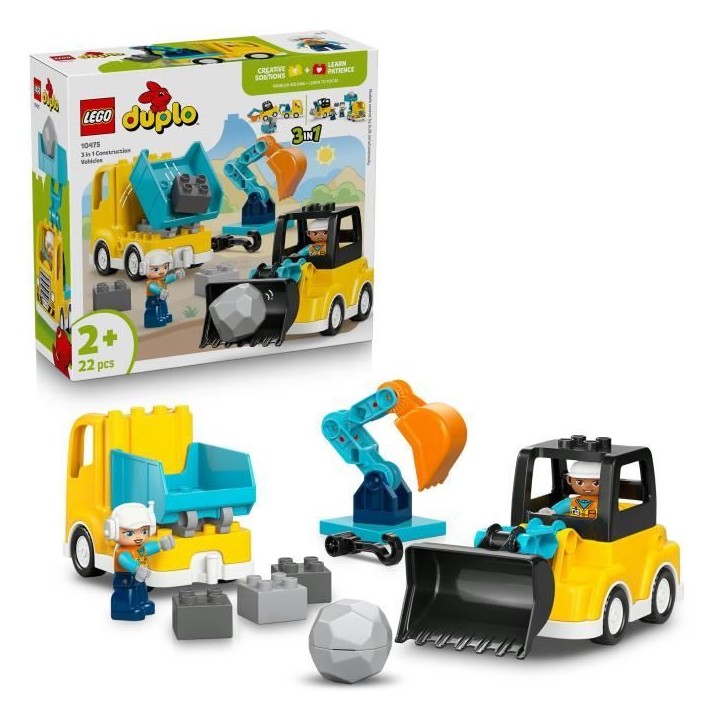 LEGO DUPLO Ma Ville 10475 Les Véhicules de Chantier 3-en-1 - Jeu Interactif des 2 ans LEGO DUPLO Ma Ville 10475 Les Véhicules de Chantier 3-en-1 - Jeu Interactif des 2 ans