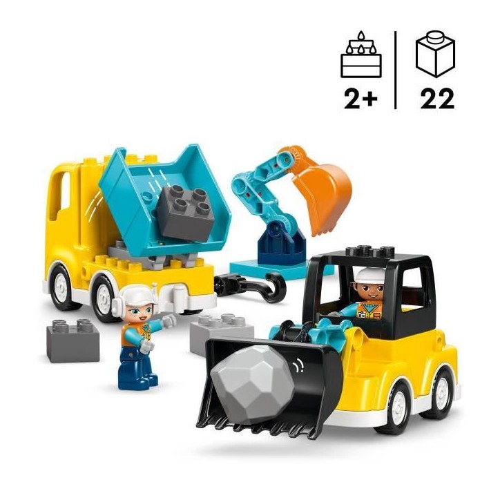 LEGO DUPLO Ma Ville 10475 Les Véhicules de Chantier 3-en-1 - Jeu Interactif des 2 ans LEGO DUPLO Ma Ville 10475 Les Véhicules de Chantier 3-en-1 - Jeu Interactif des 2 ans