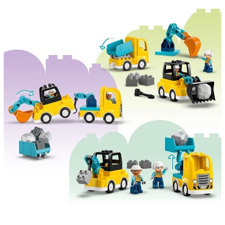 LEGO DUPLO Ma Ville 10475 Les Véhicules de Chantier 3-en-1 - Jeu Interactif des 2 ans LEGO DUPLO Ma Ville 10475 Les Véhicules de Chantier 3-en-1 - Jeu Interactif des 2 ans