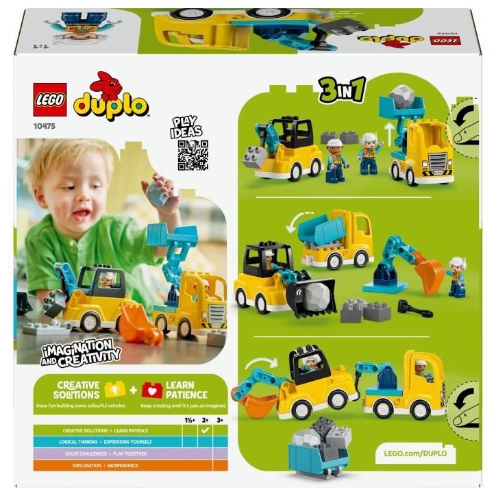 LEGO DUPLO Ma Ville 10475 Les Véhicules de Chantier 3-en-1 - Jeu Interactif des 2 ans LEGO DUPLO Ma Ville 10475 Les Véhicules de Chantier 3-en-1 - Jeu Interactif des 2 ans
