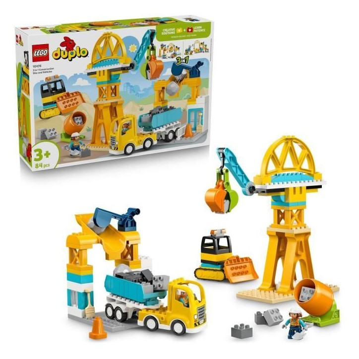 LEGO DUPLO Ma Ville 10476 Le Chantier et les Véhicules de Construction 3-en-1 - Jeu Créatif LEGO DUPLO Ma Ville 10476 Le Chantier et les Véhicules de Construction 3-en-1 - Jeu Créatif
