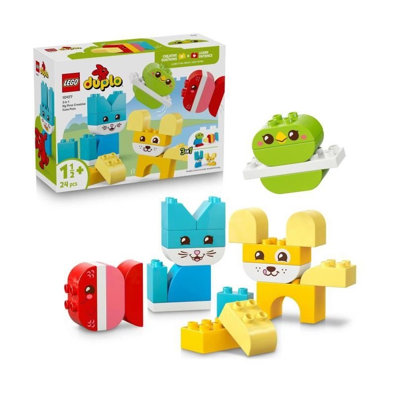 LEGO DUPLO My First 10477 Les Jolis Animaux Créatifs 3-en-1 - Jeu Cr