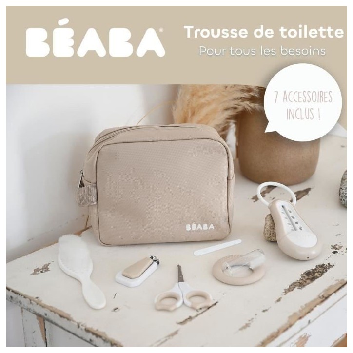 Trousse de toilette nomade - BEABA - 7 accessoires - Argile