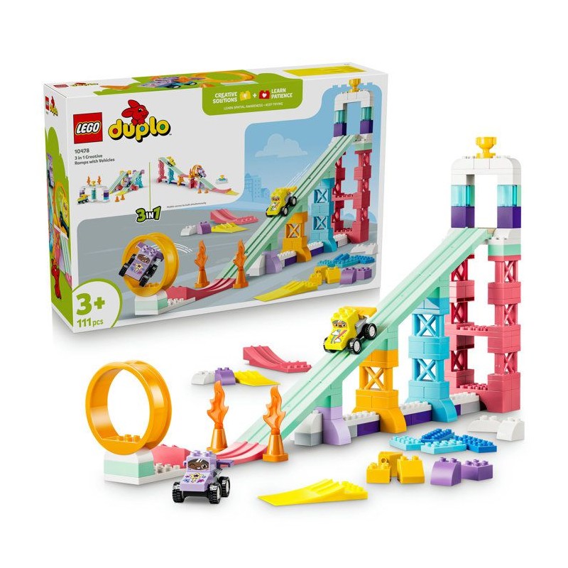 LEGO DUPLO Ma Ville 10478 Rampes Créatives 3-en-1 avec Véhicules - J