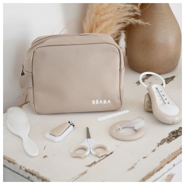 Trousse de toilette nomade - BEABA - 7 accessoires - Argile