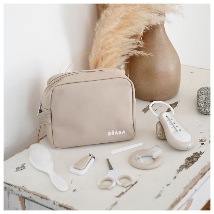 Trousse de toilette nomade - BEABA - 7 accessoires - Argile