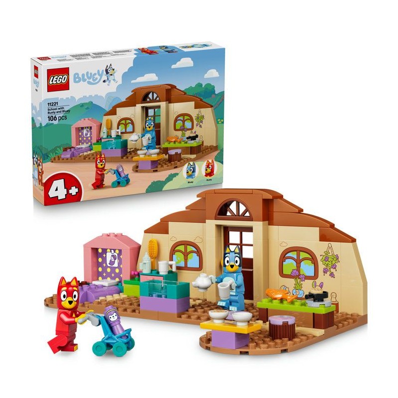 LEGO Bluey 11221 L'École avec Rusty et Bluey - Jeu Créatif pour Fill