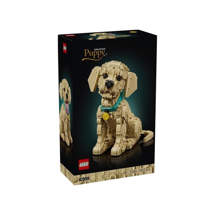 LEGO Icons 11384 Le Chiot Golden Retriever - Set pour Adulte - Maquette de Petit Chien