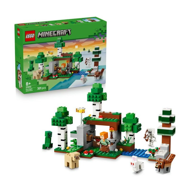 LEGO Minecraft 21593 L'Aventure de la Premiere Nuit - Jouet Interactif