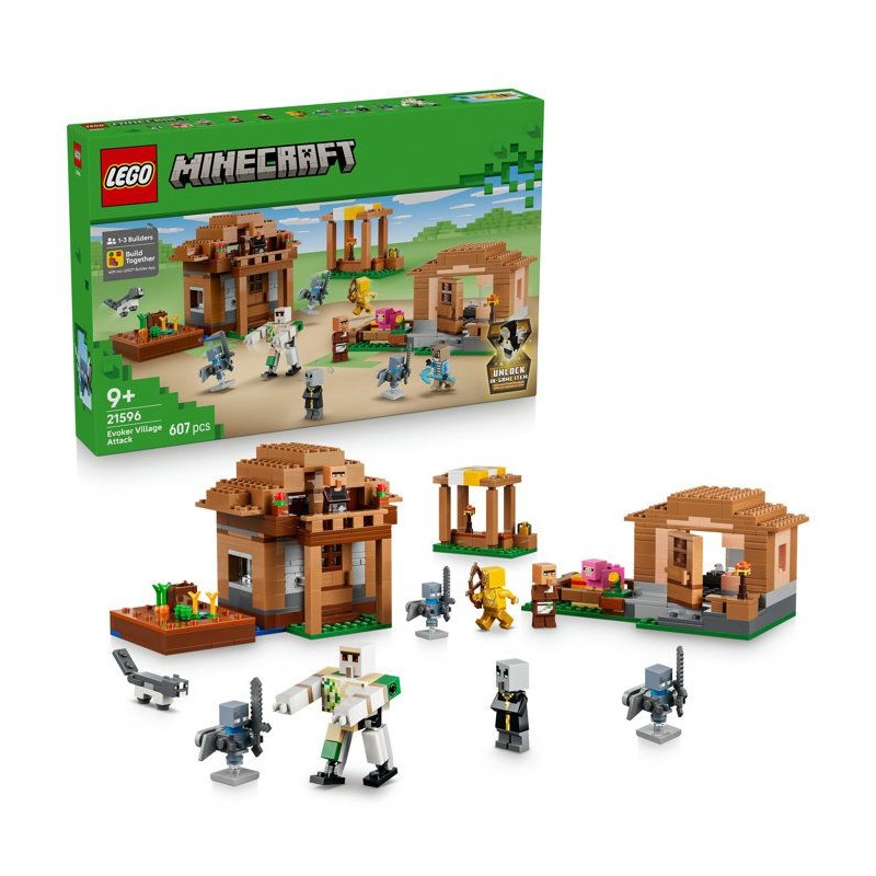 LEGO Minecraft 21596 L'Évocateur a l'Attaque du Village - Jeu 9 ans -