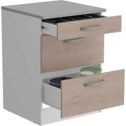 OSLO Meuble Bas 3 tiroirs + plan - Décor Chene Jackson - L 60 x P 60