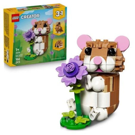 LEGO Creator 3-en-1 31376 L'Adorable Hamster et la Fleur - Jouet de Co