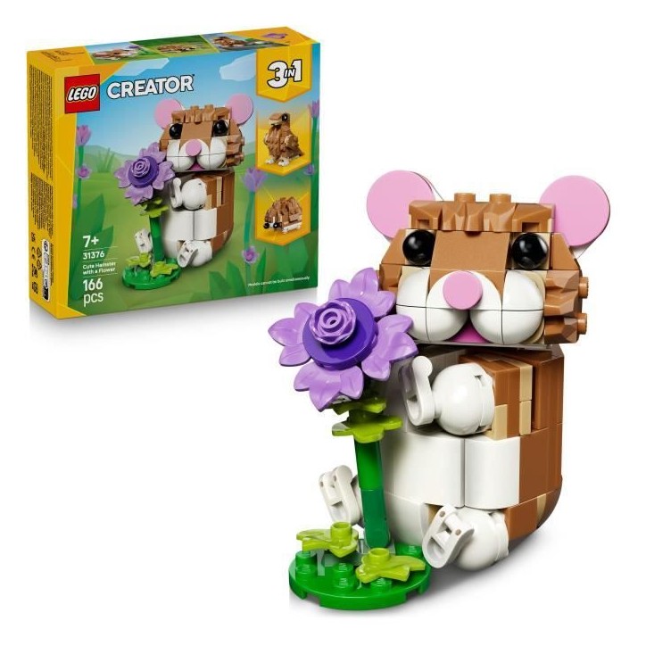 LEGO Creator 3-en-1 31376 L'Adorable Hamster et la Fleur - Jouet de Construction des 7 ans LEGO Creator 3-en-1 31376 L'Adorable Hamster et la Fleur - Jouet de Construction des 7 ans
