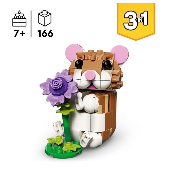 LEGO Creator 3-en-1 31376 L'Adorable Hamster et la Fleur - Jouet de Construction des 7 ans LEGO Creator 3-en-1 31376 L'Adorable Hamster et la Fleur - Jouet de Construction des 7 ans