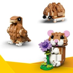LEGO Creator 3-en-1 31376 L'Adorable Hamster et la Fleur - Jouet de Co