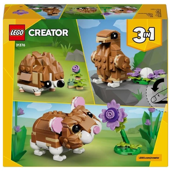 LEGO Creator 3-en-1 31376 L'Adorable Hamster et la Fleur - Jouet de Construction des 7 ans LEGO Creator 3-en-1 31376 L'Adorable Hamster et la Fleur - Jouet de Construction des 7 ans
