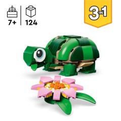 LEGO Creator 3-en-1 31377 La Tortue et la Fleur de Nénuphar - Jouet de Construction 7 ans